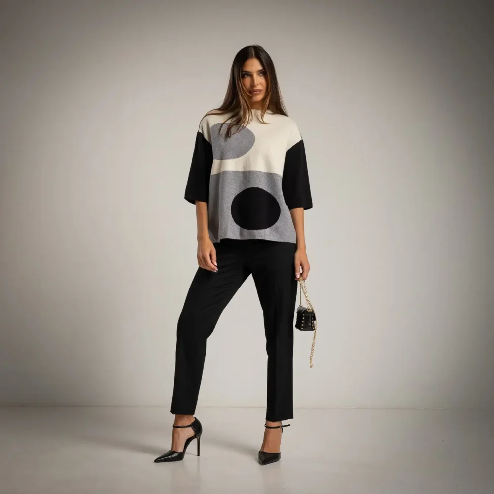 Juoda-balta palaidinė su geometriniu raštu!