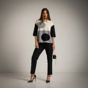 Juoda-balta palaidinė su geometriniu raštu!