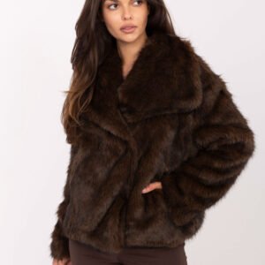 Ruda dirbtinio kailio kaininiai su plačia apykakle Rue Paris!