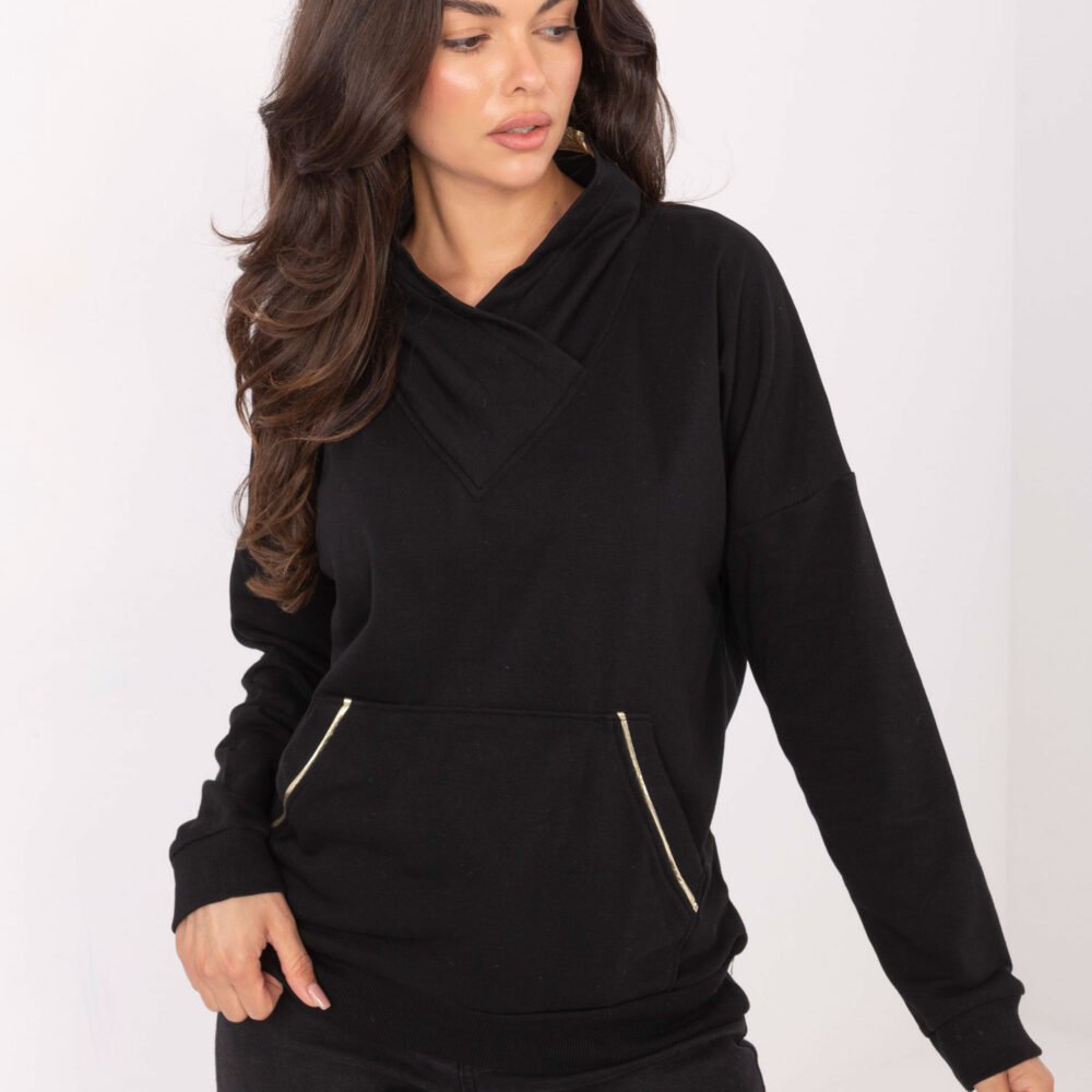 Rue Paris Laisvo Kirpimo Džemperis su Persidengiančia Apykakle