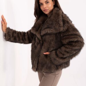 Ruda dirbtinio kailio moteriški kaininiai su plačia apykakle Rue Paris!