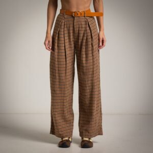 Rudos languotos plačios kelnės