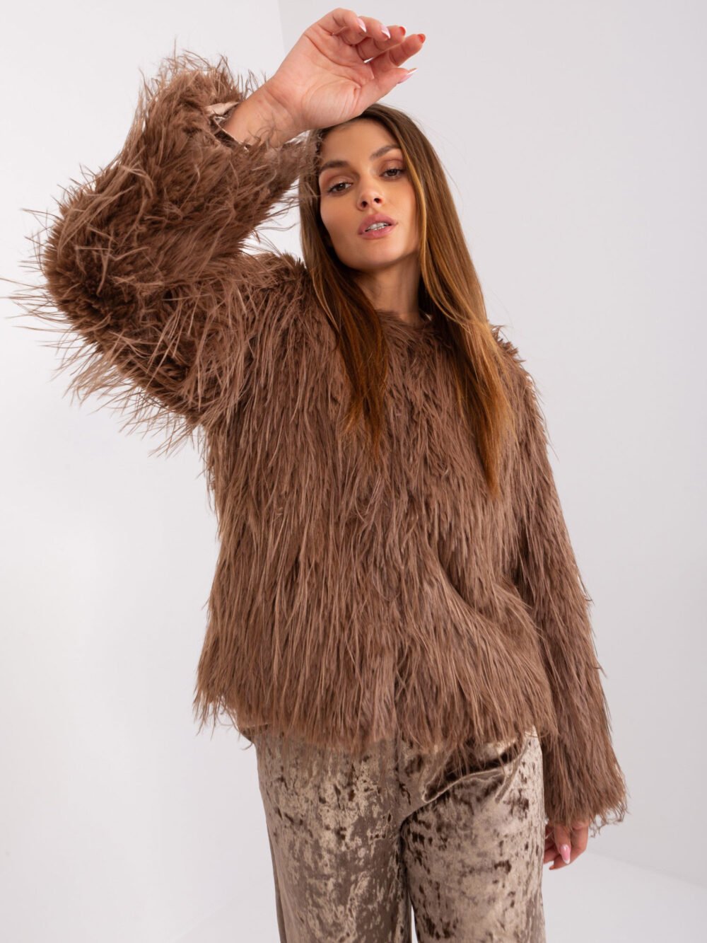 Rudas šilkinio kailio švarkas!