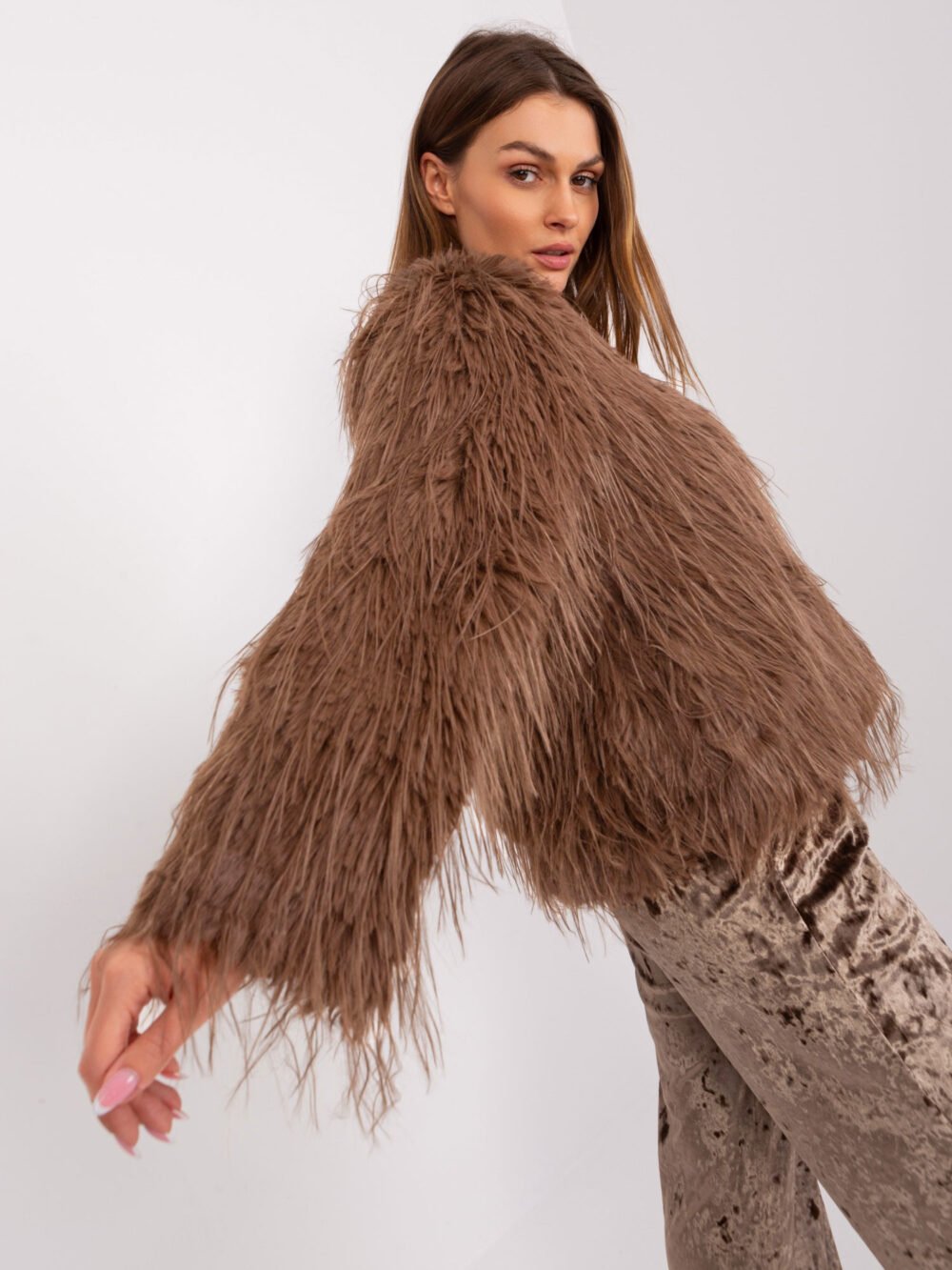 Rudas šilkinio kailio švarkas!