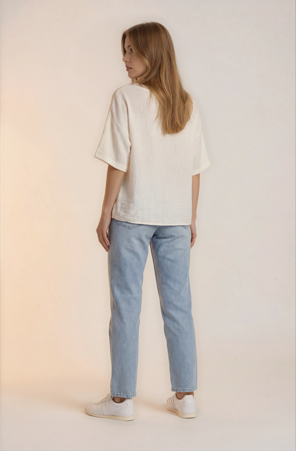 Minimalistinė Balta Lininė ir medvilnės Palaidinė