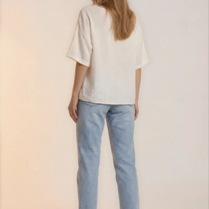 Minimalistinė Balta Lininė ir medvilnės Palaidinė