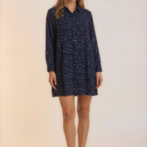 Tamsiai mėlyna  suknelė-marškiniai.